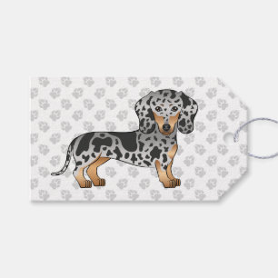 Black And Tan Dapple Short Hair Dachshund & Paws Gift Tags