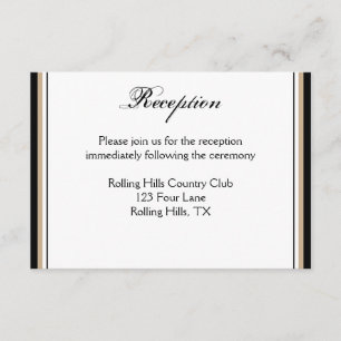 Black and Tan Diamond Frame Wedding Reception Enclosure Card