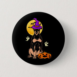 Black And Tan Doberman Witch Halloween Costume Dog 6 Cm Round Badge