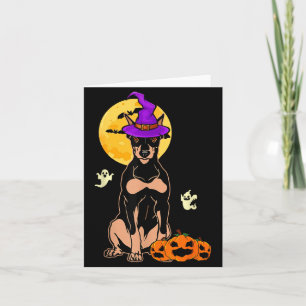 Black And Tan Doberman Witch Halloween Costume Dog Card