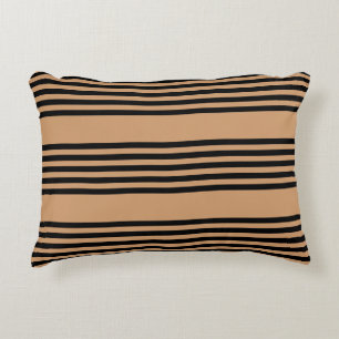 Black and tan five stripe pattern decorative cushion