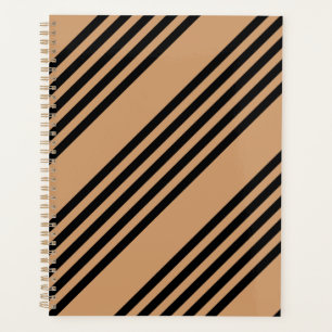 Black and tan five stripe pattern planner