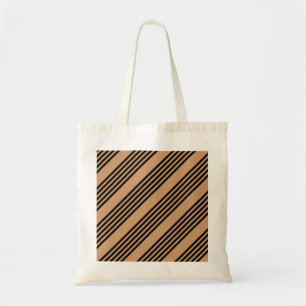 Black and tan five stripe pattern tote bag