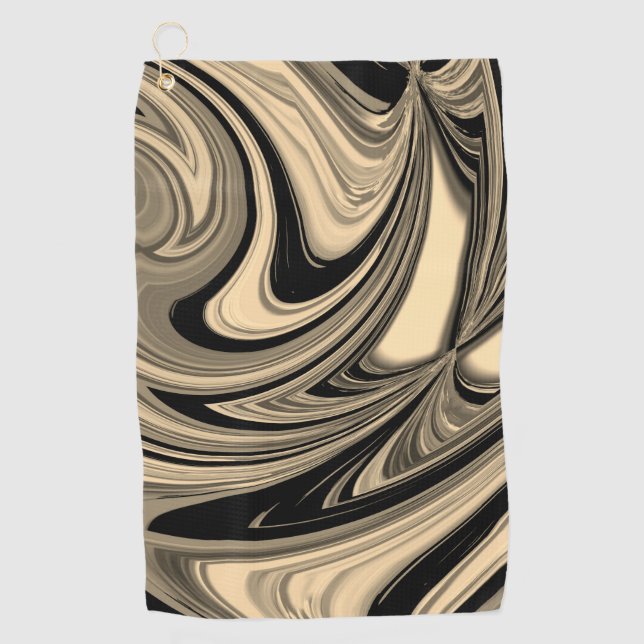 Black and Tan Floe Pattern Golf Towel (Front)