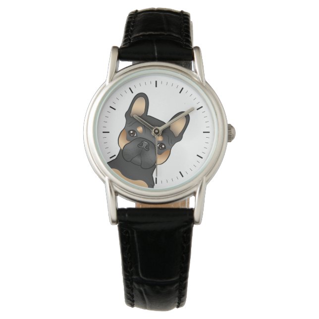 Black And Tan French Bulldog / Frenchie Cute Dog Watch (Front)