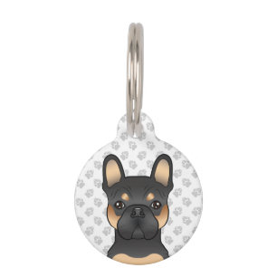 Black And Tan French Bulldog Head & Pet's Info Pet Tag
