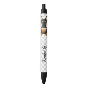 Black And Tan French Bulldog With Paws & Name Ink Pen