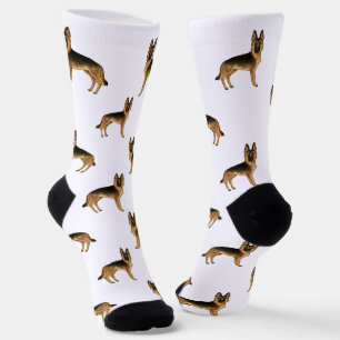 Black And Tan German Shepherd Cartoon Dog Pattern Socks