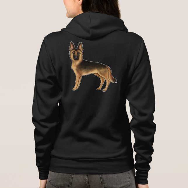 Black And Tan German Shepherd Cartoon GSD Cute Dog Hoodie (Back)