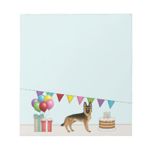Black And Tan German Shepherd Colourful Birthday Notepad