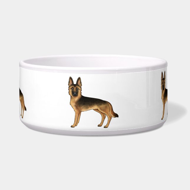 Black And Tan German Shepherd Cute Cartoon Dogs (Front)