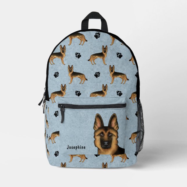 Black And Tan German Shepherd Cute Dog Pattern Printed Backpack (Front)