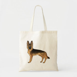 Black And Tan German Shepherd Cute GSD Dog Drawing Tote Bag