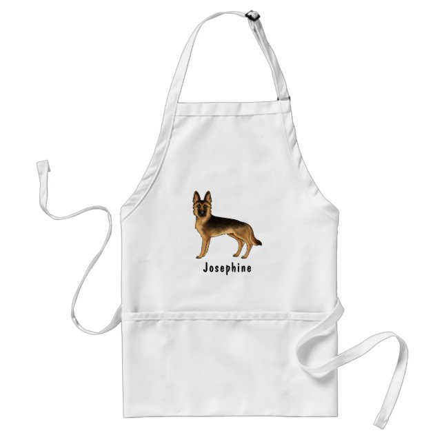 Black And Tan German Shepherd Dog With Custom Name Standard Apron (Front)
