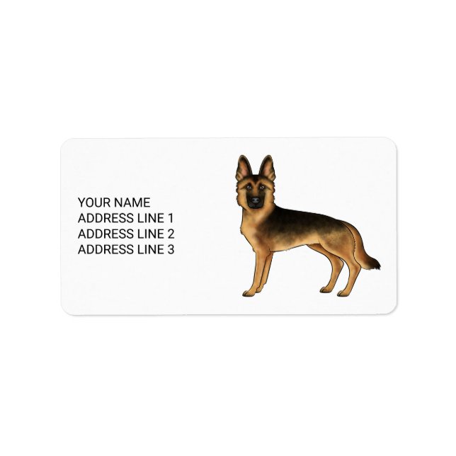 Black And Tan German Shepherd Dog With Custom Text Label (Front)