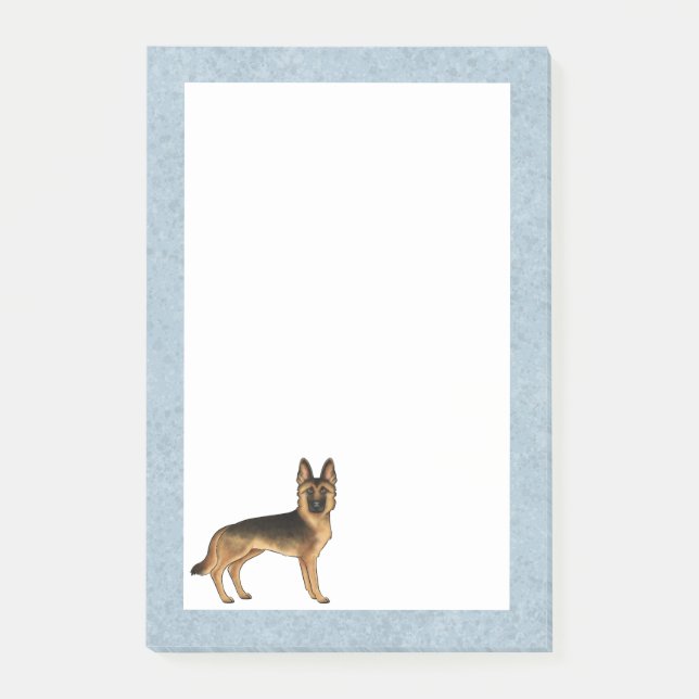 Black And Tan German Shepherd GSD Breed Dog Blue Post-it Notes (Front)