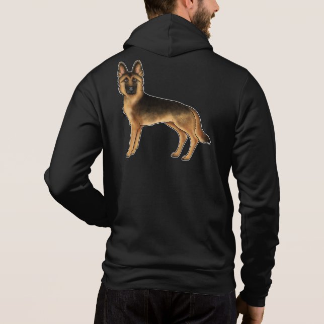 Black And Tan German Shepherd GSD Dog Design Hoodie (Back)