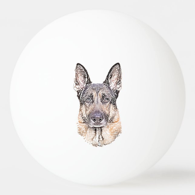 Black and Tan German Shepherd Portrait Ping Pong Ball (Front)