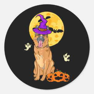 Black And Tan German Shepherd Witch Halloween Classic Round Sticker