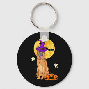 Black And Tan German Shepherd Witch Halloween Key Ring