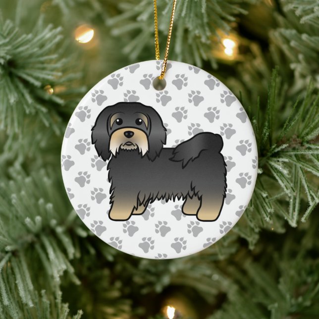 Black And Tan Havanese Cute Cartoon Dog Ceramic Tree Decoration (Tree)