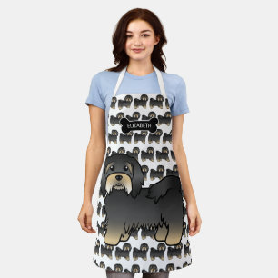 Black And Tan Havanese Cute Cartoon Dog & Name Apron