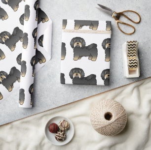 Black And Tan Havanese Cute Cartoon Dog Pattern Wrapping Paper