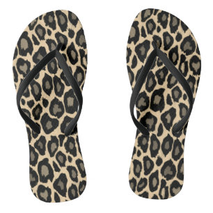 Black and Tan Leopard Print Jandals