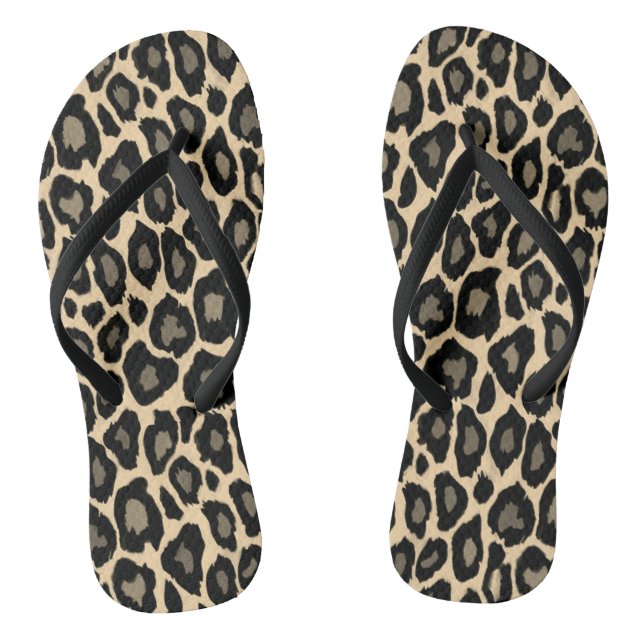 Black and Tan Leopard Print Jandals (Footbed)