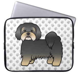 Black And Tan Lhasa Apso Cute Cartoon Dog Laptop Sleeve