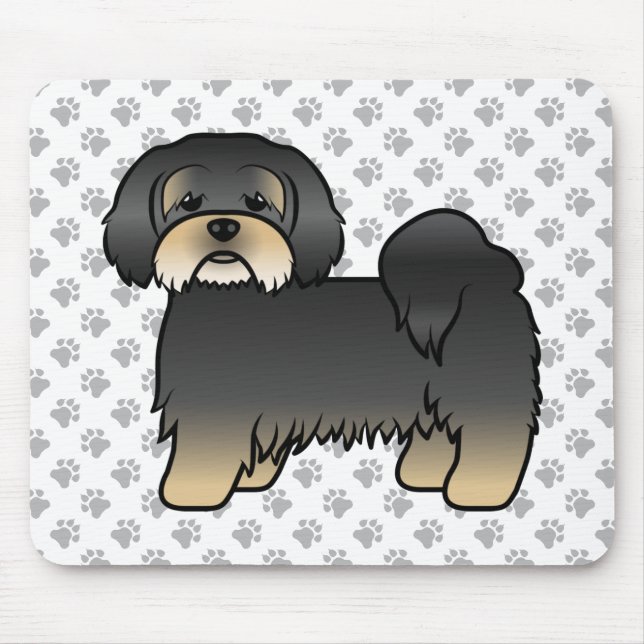 Black And Tan Lhasa Apso Cute Cartoon Dog Mouse Pad (Front)