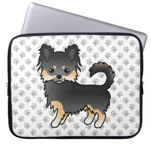 Black And Tan Long Coat Chihuahua Dog & Paws Laptop Sleeve