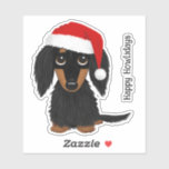 Black and Tan Longhaired Dachshund Santa Christmas<br><div class="desc">Spread cheer this holiday season with this adorable longhaired Dachshund Christmas decal! This vinyl sticker features an illustration of an adorable black and tan wiener dog wearing a festive Santa hat. This high quality die-cut vinyl sticker is easy to apply. Stick it on your phone case, laptop, car window, water...</div>