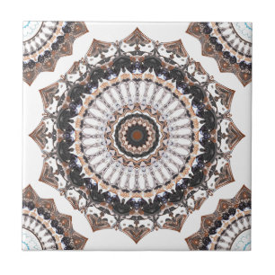 Black and Tan Mandala Pattern Tile