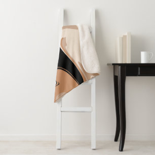 Black and Tan Marble Pattern Sherpa Blanket