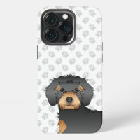 Black And Tan Mini Goldendoodle Cartoon Dog Head