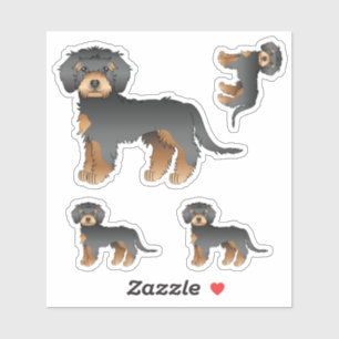 Black And Tan Mini Goldendoodle Cute Cartoon Dog