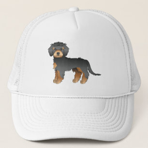 Black And Tan Mini Goldendoodle Cute Cartoon Dog Trucker Hat