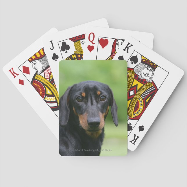 Black and Tan Miniture Dachshund 1 Playing Cards (Back)
