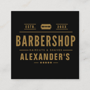 Black and Tan Modern  Barbershop Square Business Card
