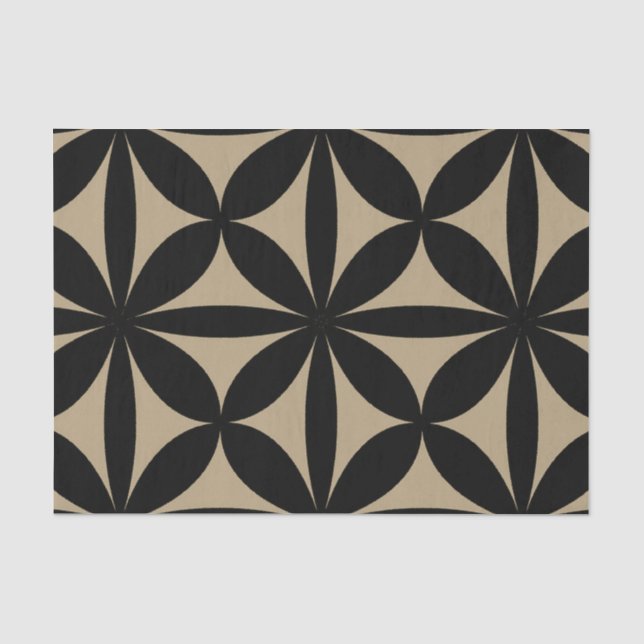 Black and Tan Modern / Retro Print  Tissue Paper (Front)