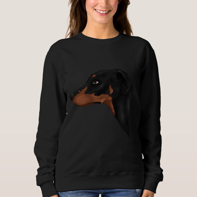 Black And Tan Natural Ears Doberman Sweatshirt (Front)