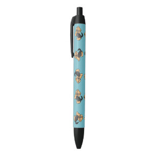 Black And Tan Norfolk Terrier Dog Pattern On Blue Ink Pen