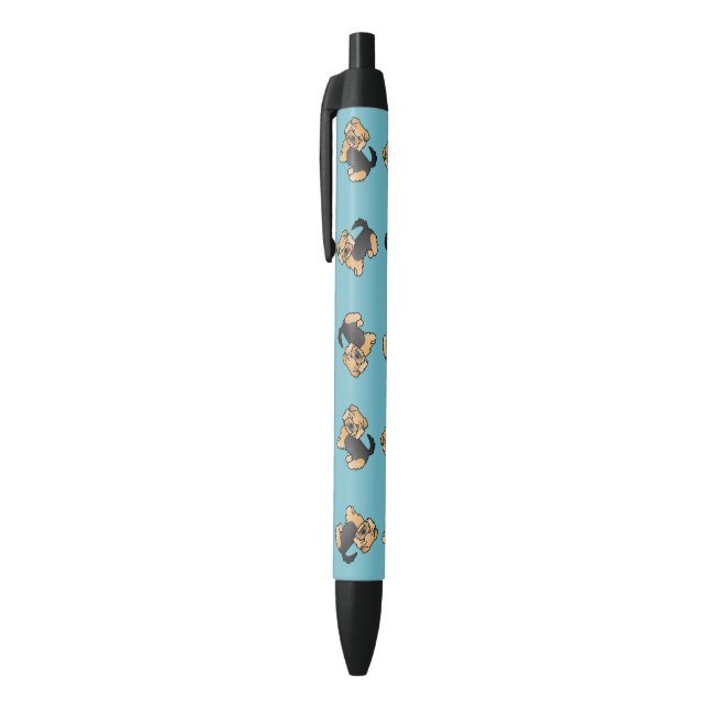 Black And Tan Norfolk Terrier Dog Pattern On Blue Ink Pen (Top (Vertical))