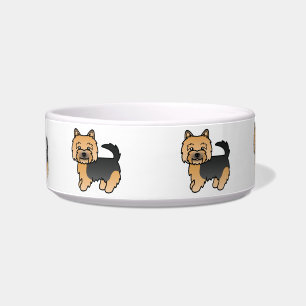 Black And Tan Norwich Terrier Cute Cartoon Dogs Bowl