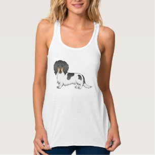 Black And Tan Piebald Long Hair Dachshund Dog Singlet