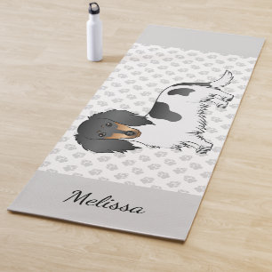 Black And Tan Piebald Long Hair Dachshund & Name Yoga Mat