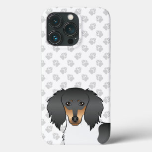 Black And Tan Piebald Long Hair Dachshund & Paws iPhone 13 Pro Case