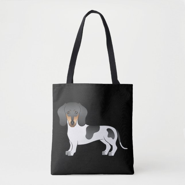 Black And Tan Piebald Short Hair Dachshund - Black Tote Bag (Front)