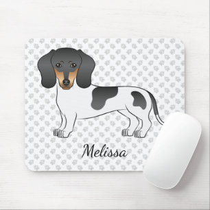 Black And Tan Piebald Short Hair Dachshund & Name Mouse Pad